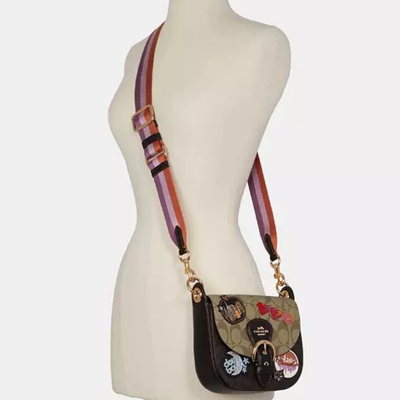 COACH | Kleo Shoulder Bag 17 Colorblock Signature Canvas With Disco Patches - Picture 3 of 10